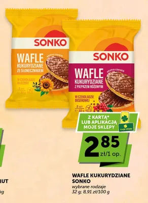 Wafle kukurydziane ze słonecznikiem w czekoladzie mlecznej Sonko promocja w ABC