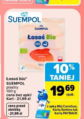 Łosoś bio plastry Suempol promocja w Carrefour