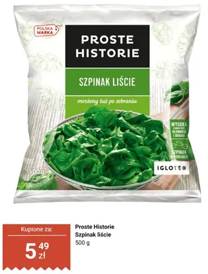 Szpinak liście Proste Historie promocja w Dino