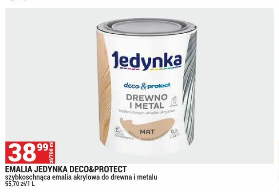 Emalia akrylowa do drewna i metalu Jedynka Deco & Protect szybkoschnąca promocja w Merkury Market