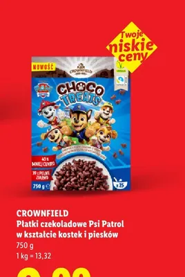 Płatki czekoladowe Crownfield Psi Patrol w kształcie kostek i piesków promocja w Lidl