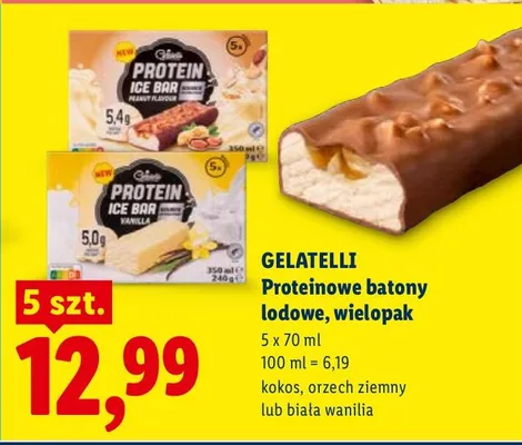 Proteinowe batony lodowe, wielopak biała wanilia promocja w Lidl