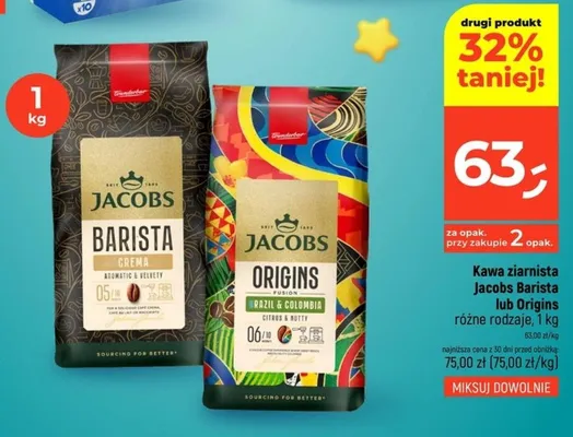 Kawa ziarnista Barista lub Origins różne rodzaje, 1 kg promocja w Dealz