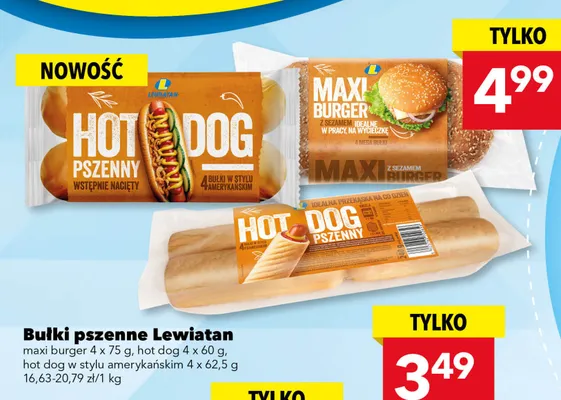 Bułki pszenne Lewiatan maxi burger promocja w LEWIATAN