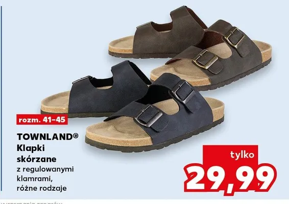 Klapki skórzane z regulowanymi klamrami, różne rodzaje promocja w Kaufland