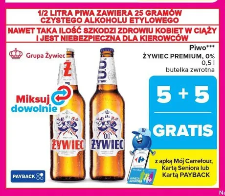 Piwo bezalkoholowe Żywiec 0% promocja w Carrefour