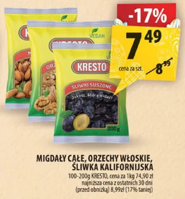 Migdały całe, orzechy włoskie, śliwka kalifornijska promocja w Arhelan