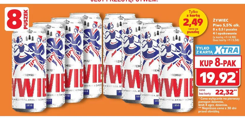 Piwo Żywiec 8-pak 500 ml promocja w Kaufland