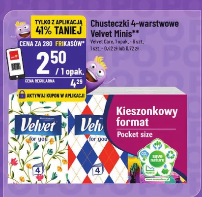 Chusteczki 4-warstwowe Velvet Minis promocja w POLOmarket
