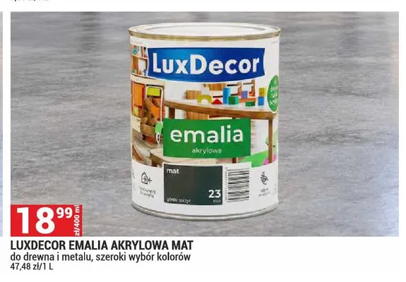 Emalia akrylowa mat do drewna i metalu LuxDecor promocja w Merkury Market