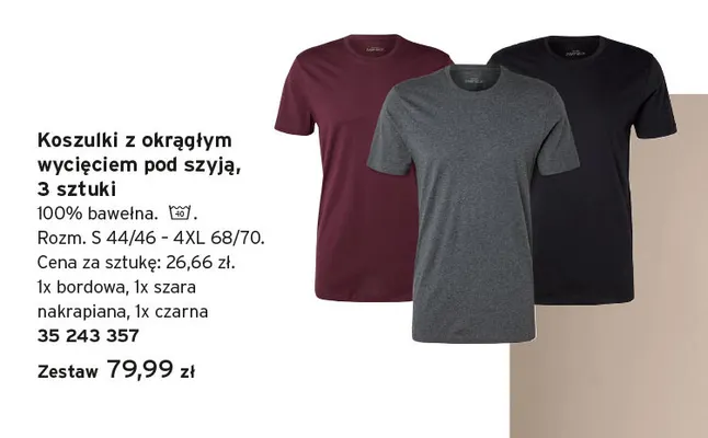 Koszulki z okrągłym wycięciem pod szyją 3-pak promocja w Tchibo