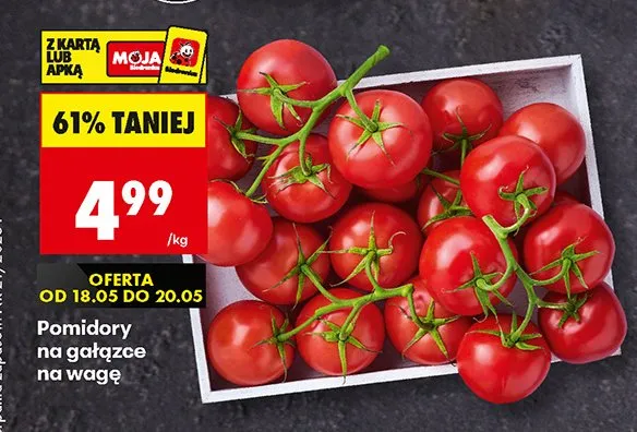 Pomidory na gałązce na wagę promocja w Biedronka