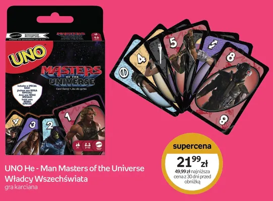 Gra karciana UNO He-Man Masters of the Universe Władcy Wszechświata promocja w Empik