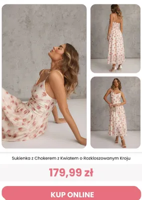 Sukienka z chokerem z kwiatem o rozkloszowanym kroju Renee promocja w Renee