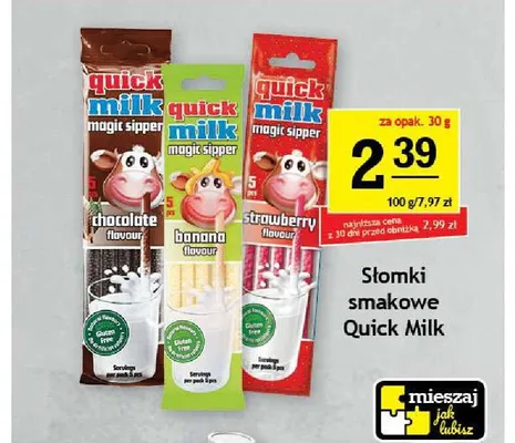 Słomki smakowe Quick Milk promocja w Gram Market