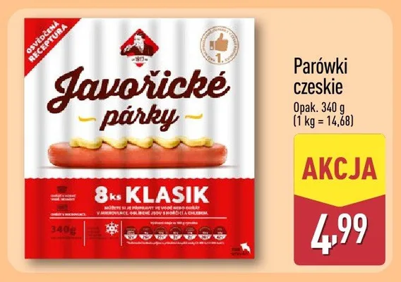 Parówki czeskie Javořické párky promocja w Aldi