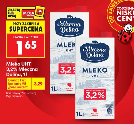 Śmietanka uht 30% Mleczna dolina promocja w Biedronka