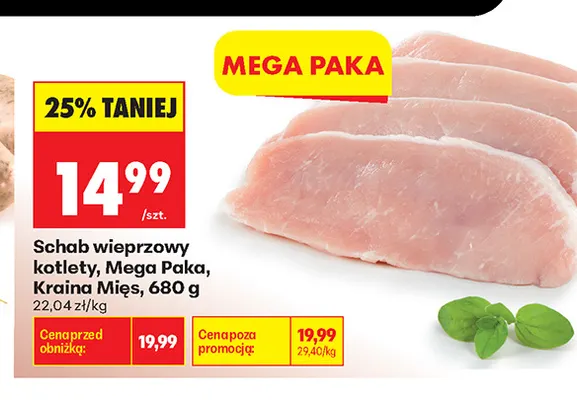 Schab wieprzowy kotlety Mega Paka Kraina Mięs promocja w Biedronka