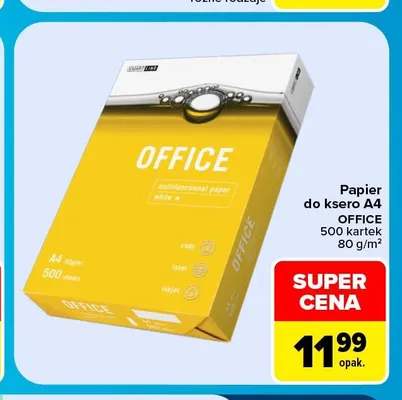 Papier do ksero A4 Office 500 kartek 80 g/m² promocja w Carrefour