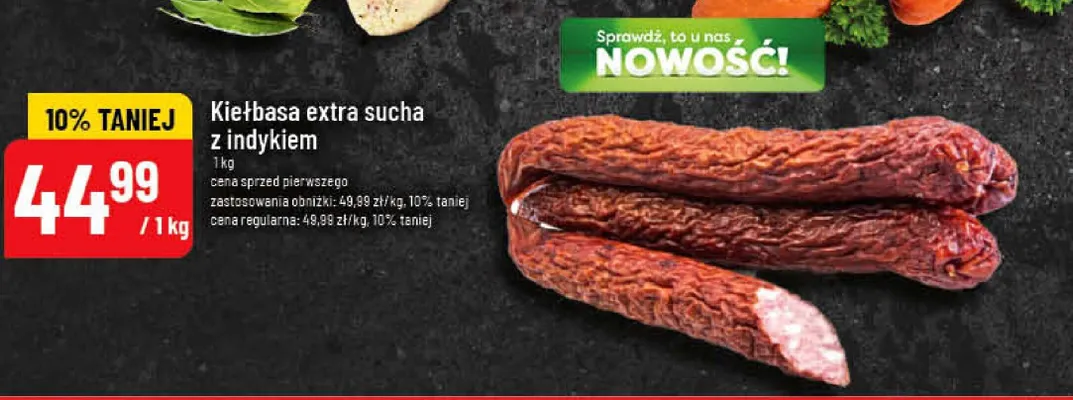 Kiełbasa extra sucha z indykiem promocja w POLOmarket