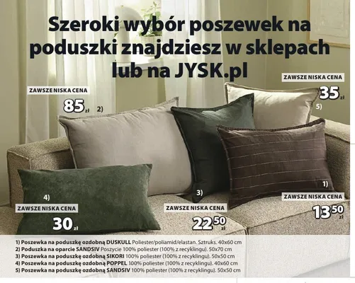 Poszewka na poduszkę ozdobną Jysk SANDSIV promocja w Jysk