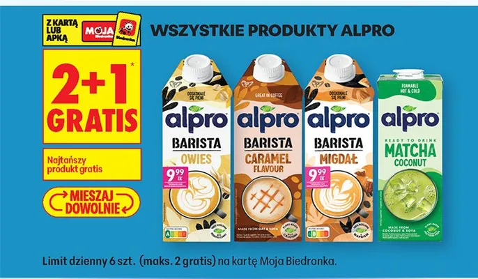 Wszystkie produkty Alpro 2+1 GRATIS promocja w Biedronka