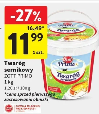 Twaróg sernikowy Zott Primo promocja w Intermarche