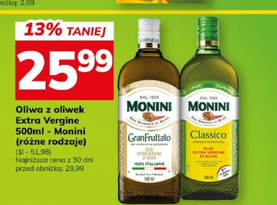 Oliwa z oliwek Extra Vergine Monini Classico promocja w Hitpol