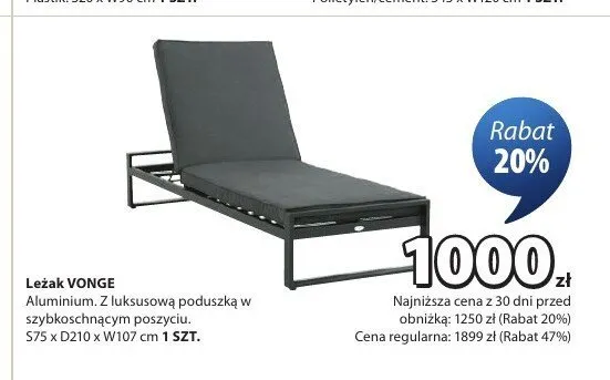 Leżak Vonge promocja w Jysk