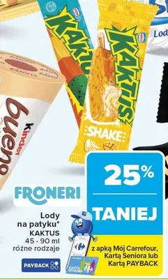 Lody na patyku różne rodzaje promocja w Carrefour