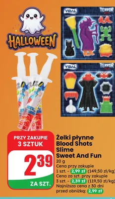 Żelki płynne Blood Shots Slime Sweet And Fun promocja w Dino
