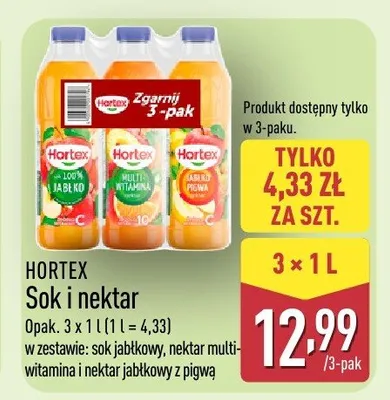 Sok i nektar w zestawie: sok jabłkowy, nektar multi-witamina i nektar jabłkowy z pigwą promocja w Aldi