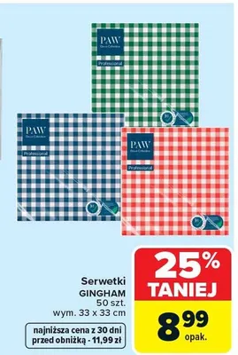 Serwetki PAW Gingham promocja w Carrefour