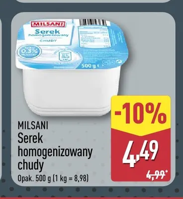 Serek homogenizowany chudy Milsani promocja w Aldi