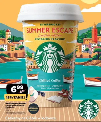 Napój mleczno-kawowy o smaku pistacjowym Starbucks Summer Escape promocja w Netto