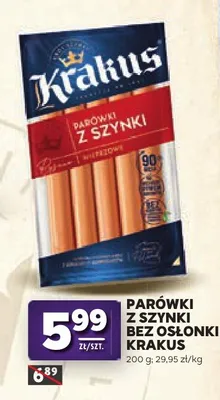 Parówki z szynki bez osłonki Krakus promocja w Stokrotka