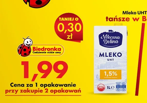 Mleko UHT 1,5% promocja w Biedronka
