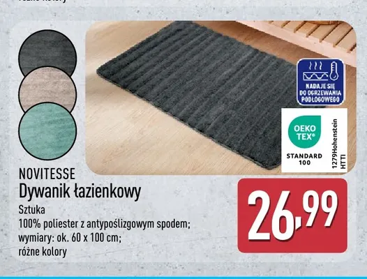 Dywanik łazienkowy Novitesse 60x100 cm promocja w Aldi