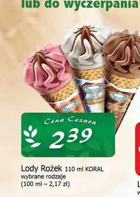 Lody Rożek Koral promocja w CEZAR Delikatesy