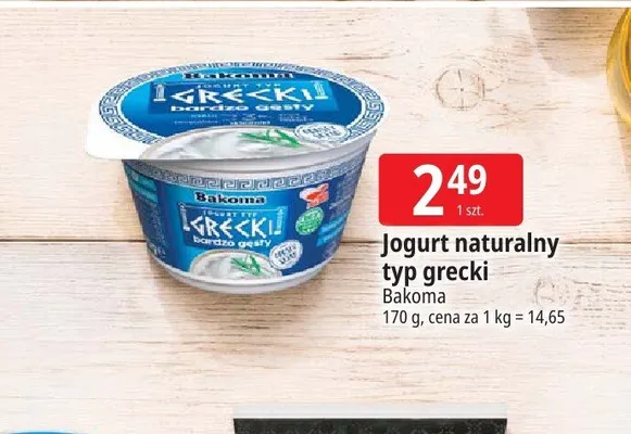 Jogurt naturalny typ grecki Bakoma promocja w Leclerc