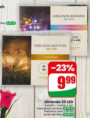 Girlanda 20 LED kwiatki / motyle 1szt. promocja w Dino