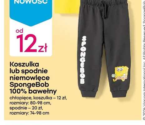Spodnie niemowlęce SpongeBob promocja w Pepco