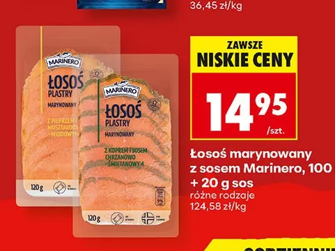 Łosoś marynowany z pieprzem i sosem musztardowo-miodowym Marinero promocja w Biedronka