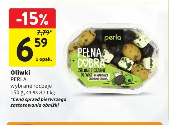 Oliwki Perla Pełna Dobra zielone i czarne promocja w Intermarche