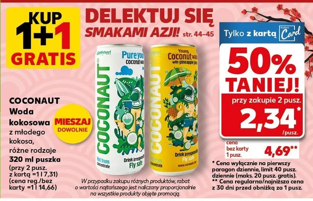 Woda kokosowa w mlekiem kokosa różne rodzaje  promocja w Kaufland
