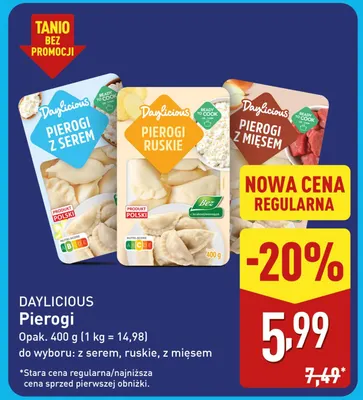 Pierogi z serem Daylicious promocja w Aldi