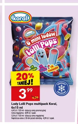 Lody Lolli Pops multipack Koral promocja w Twój Market