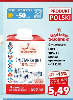 Śmietanka UHT 18% tł. Stąd takie Dobre! promocja w Kaufland