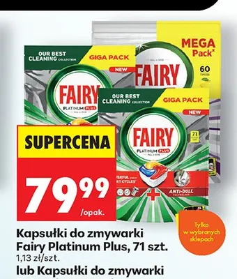 Kapsułki do zmywarki Fairy Platinum Plus promocja w Biedronka