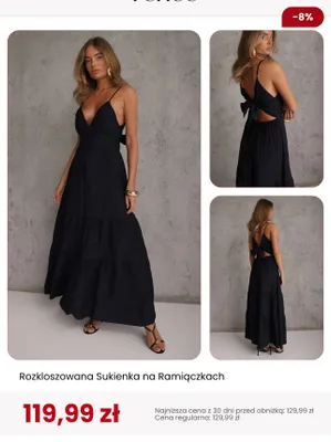 Rozkloszowana sukienka na ramiączkach Renee promocja w Renee
